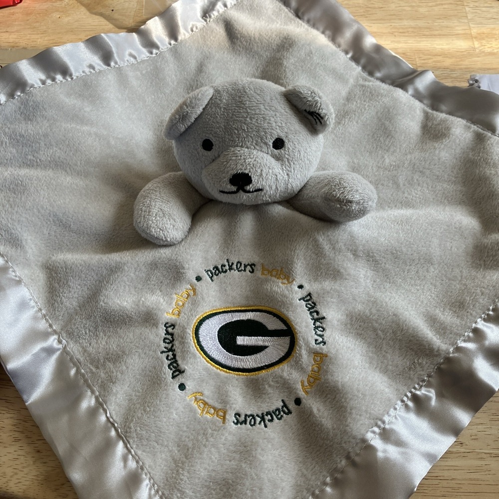 Green Bay Packers Baby Fanatic Security Blanket Lovie Gray Bear NFL Football 13"